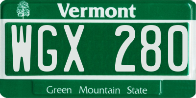 VT license plate WGX280