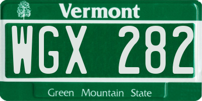 VT license plate WGX282