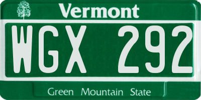 VT license plate WGX292