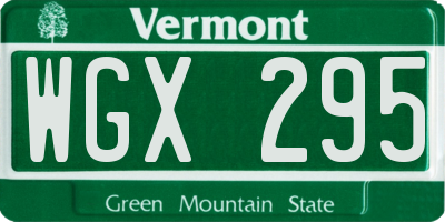 VT license plate WGX295