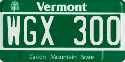 VT license plate WGX300