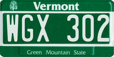 VT license plate WGX302