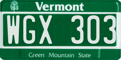 VT license plate WGX303