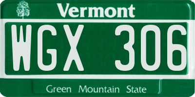 VT license plate WGX306