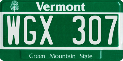 VT license plate WGX307