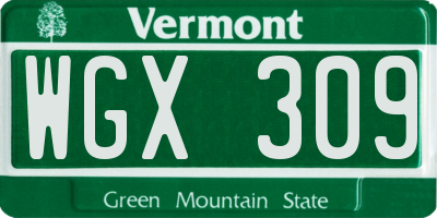 VT license plate WGX309