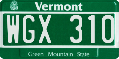 VT license plate WGX310