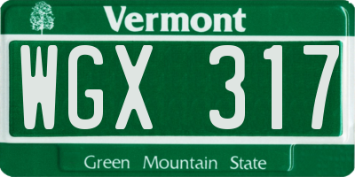 VT license plate WGX317