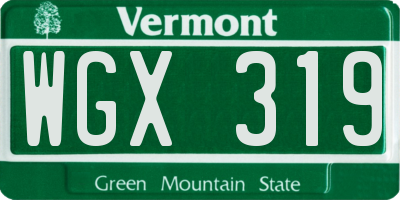 VT license plate WGX319