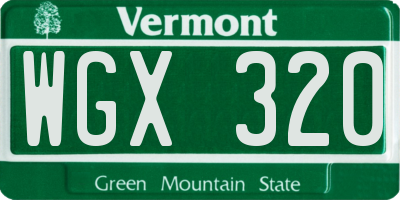 VT license plate WGX320