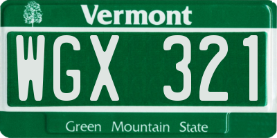 VT license plate WGX321