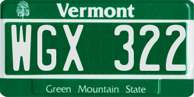 VT license plate WGX322