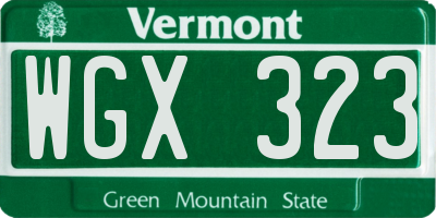 VT license plate WGX323