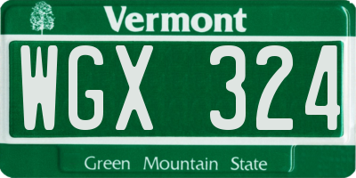 VT license plate WGX324