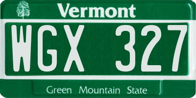 VT license plate WGX327