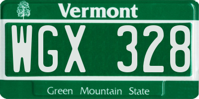 VT license plate WGX328