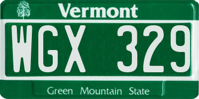 VT license plate WGX329