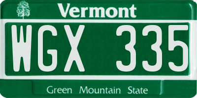 VT license plate WGX335