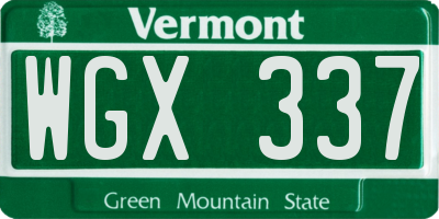VT license plate WGX337