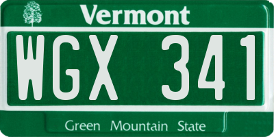 VT license plate WGX341