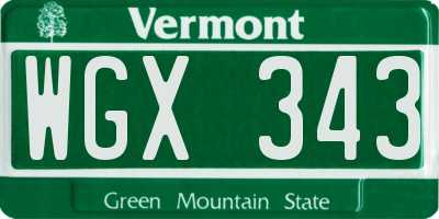VT license plate WGX343