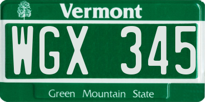 VT license plate WGX345