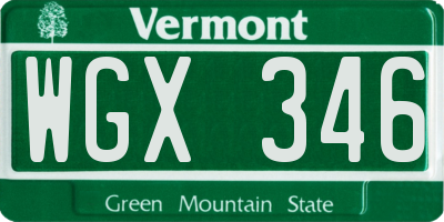 VT license plate WGX346