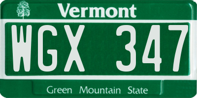 VT license plate WGX347