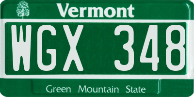 VT license plate WGX348