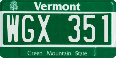 VT license plate WGX351