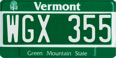 VT license plate WGX355