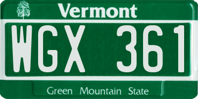 VT license plate WGX361