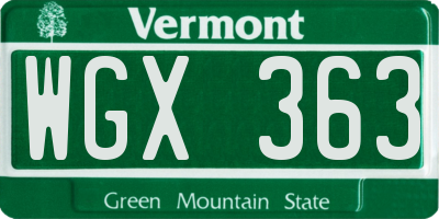 VT license plate WGX363