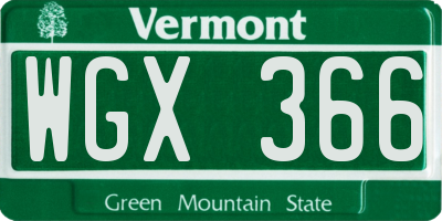 VT license plate WGX366