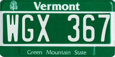 VT license plate WGX367