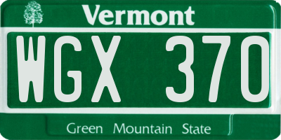 VT license plate WGX370