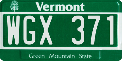 VT license plate WGX371