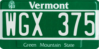VT license plate WGX375