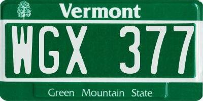VT license plate WGX377