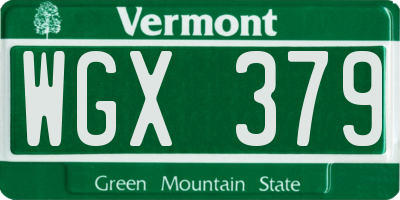 VT license plate WGX379