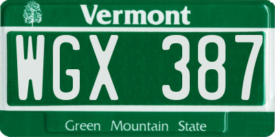 VT license plate WGX387