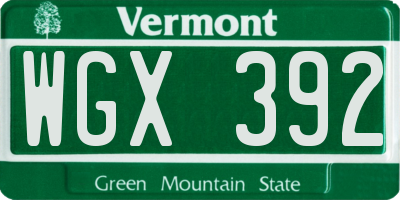 VT license plate WGX392