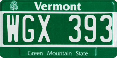 VT license plate WGX393