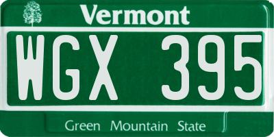 VT license plate WGX395
