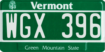 VT license plate WGX396