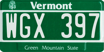 VT license plate WGX397