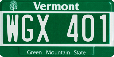 VT license plate WGX401