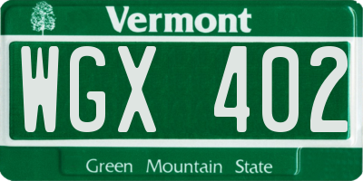 VT license plate WGX402