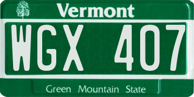 VT license plate WGX407
