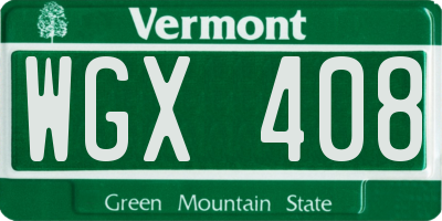 VT license plate WGX408
